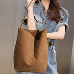 Minimalist Suede Shoulder Bag — Soft texture, timeless simplicity