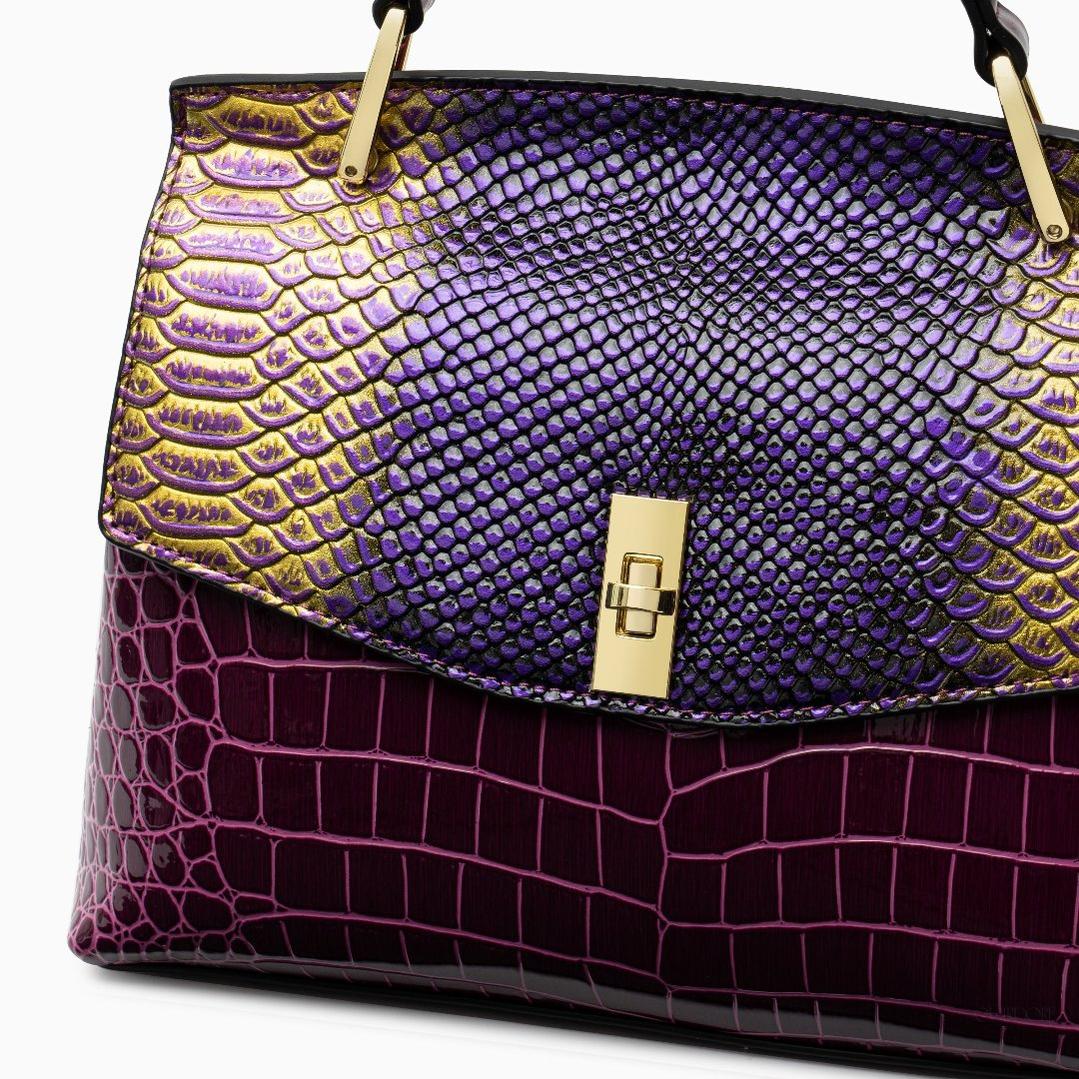 Python & Croc-Embossed Top Handle Bag – Luxe textured design