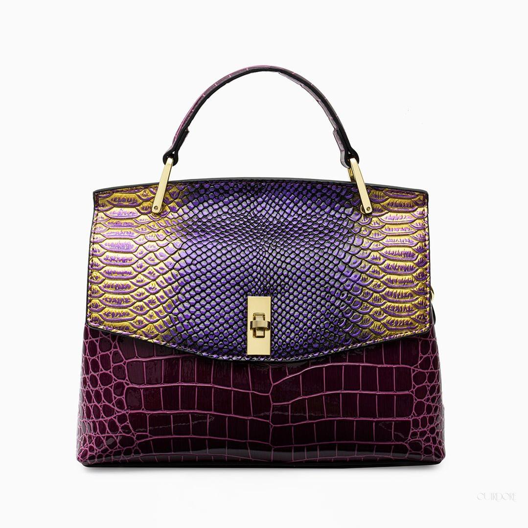 Python & Croc-Embossed Top Handle Bag – Luxe textured design