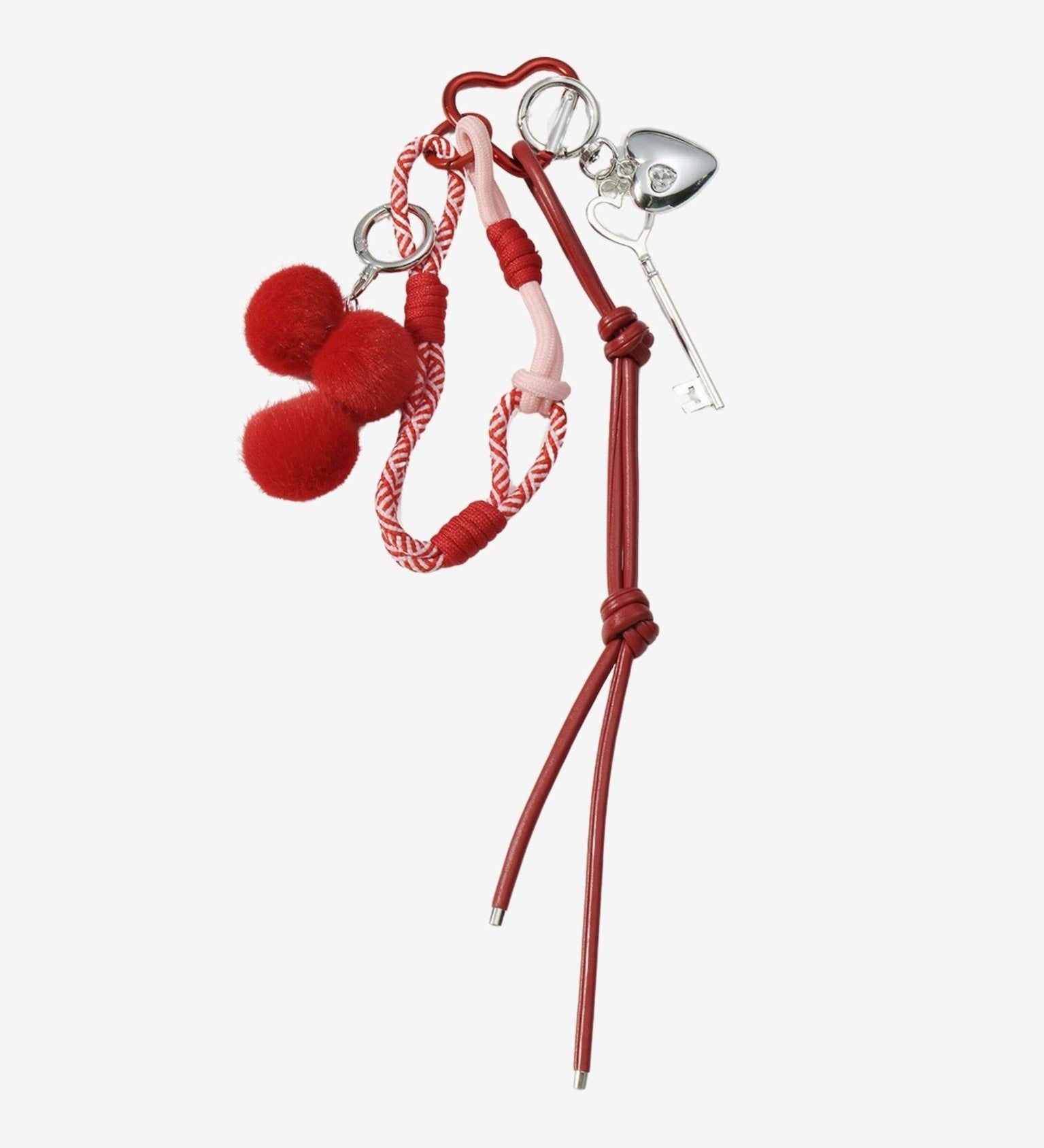 Quelara Red Cherry Heart Key Bag Charm – Playful, Romantic & Stylish