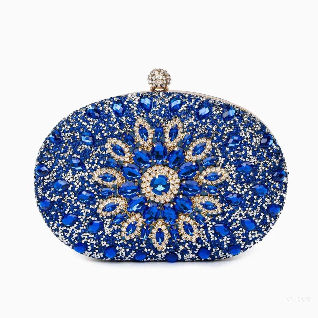Royal Blue Crystal Evening Clutch Bag