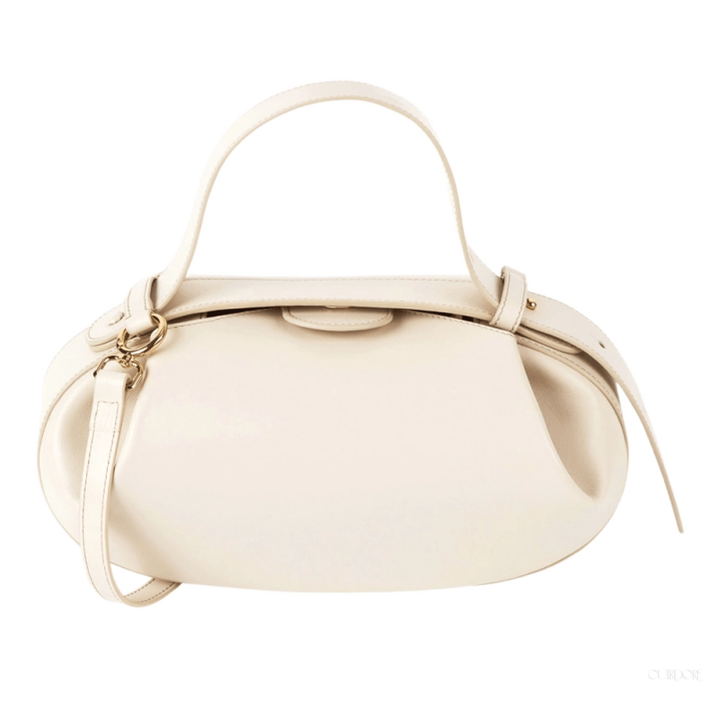 Sculpted Brown Leather Shoulder Bag – Modern Minimalist Handbag