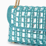 Silver Crystal Embellished Evening Clutch – Glam Chain Shoulder Bag
