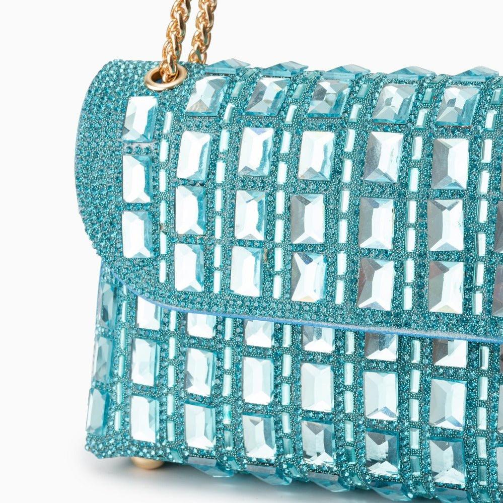 Silver Crystal Embellished Evening Clutch – Glam Chain Shoulder Bag