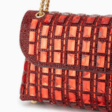 Silver Crystal Embellished Evening Clutch – Glam Chain Shoulder Bag