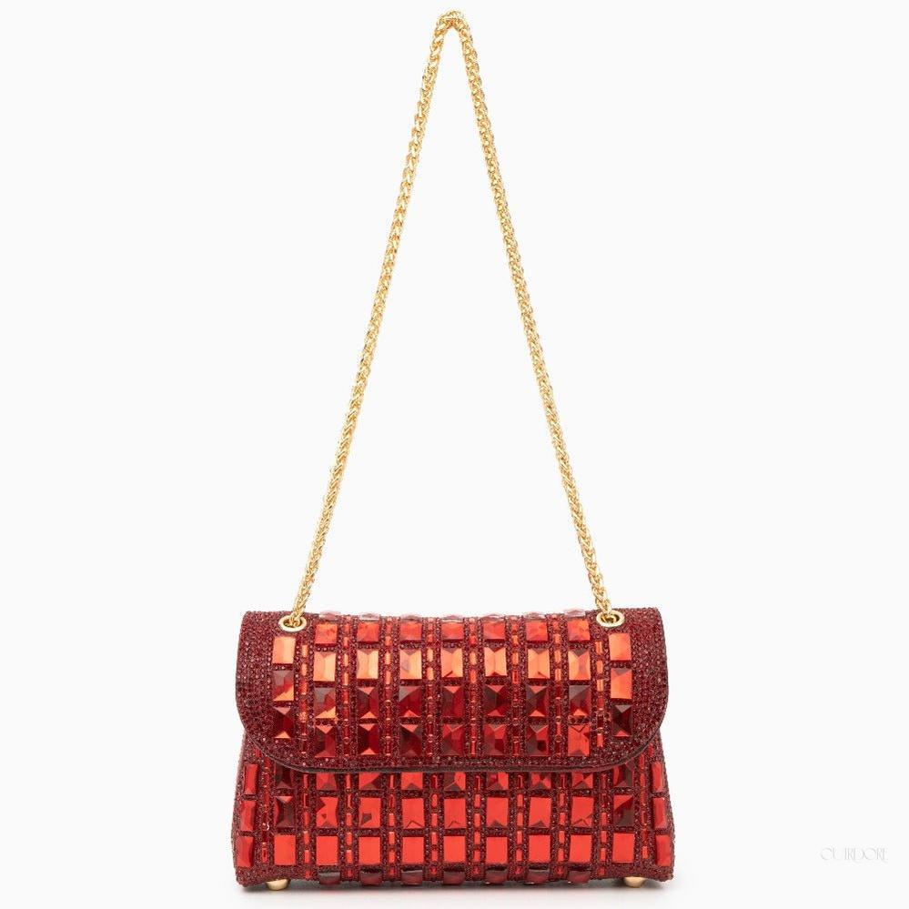 Silver Crystal Embellished Evening Clutch – Glam Chain Shoulder Bag