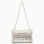 Silver Crystal Embellished Evening Clutch – Glam Chain Shoulder Bag