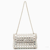 Silver Crystal Embellished Evening Clutch – Glam Chain Shoulder Bag