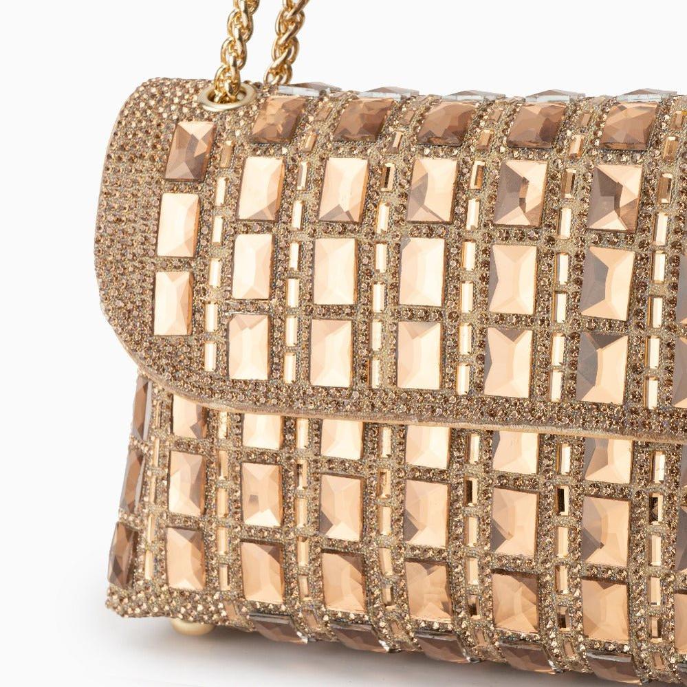 Silver Crystal Embellished Evening Clutch – Glam Chain Shoulder Bag