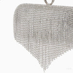 Silver Crystal Fringe Evening Clutch – Statement Rhinestone Party Bag