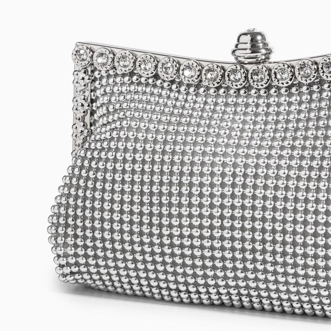 Silver Rhinestone Evening Clutch – Elegant Crystal Party Handbag