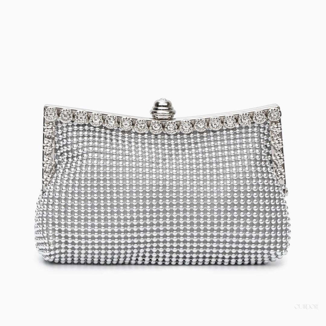 Silver Rhinestone Evening Clutch – Elegant Crystal Party Handbag