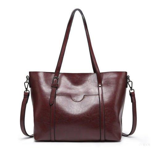 Spacious Leather Tote Bag – Versatile Everyday Shoulder & Crossbody Handbag