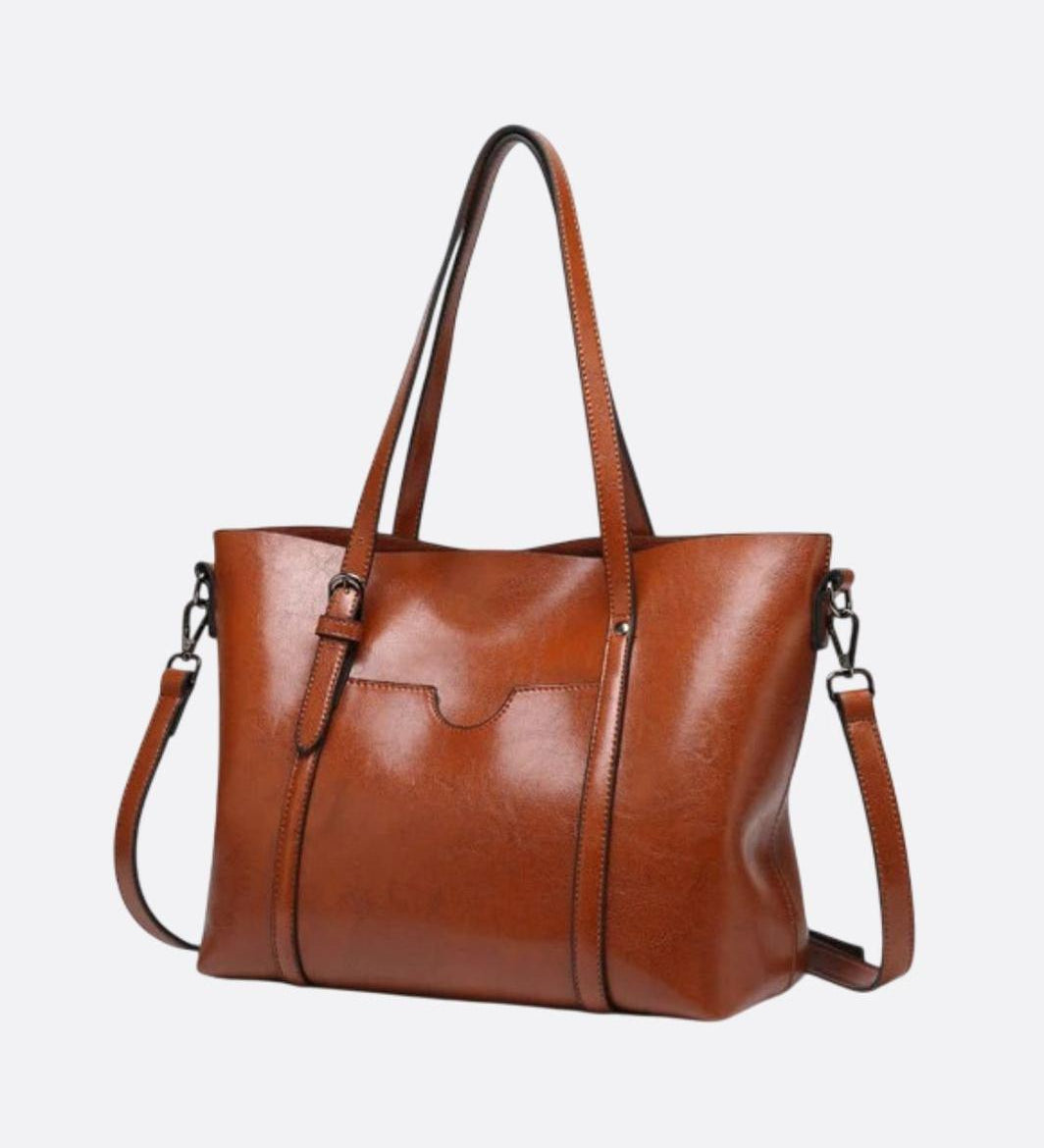 Spacious Leather Tote Bag – Versatile Everyday Shoulder & Crossbody Handbag