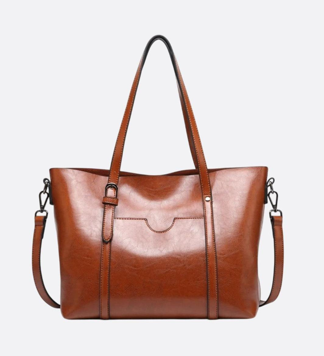 Spacious Leather Tote Bag – Versatile Everyday Shoulder & Crossbody Handbag