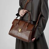 Structured Leather Tote Bag – Elegant Top Handle Work & Everyday Handbag