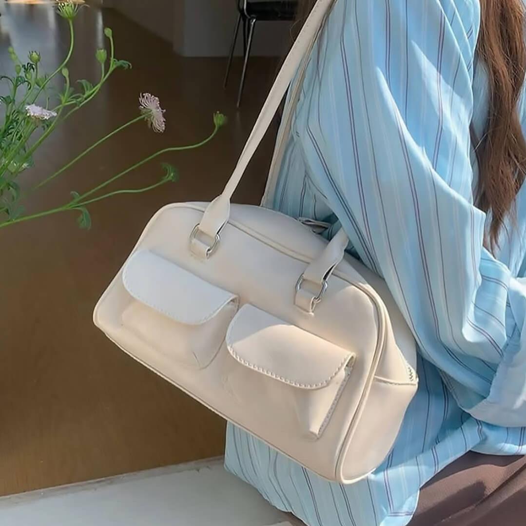 Structured Shoulder Bag with Front Pockets — Sleek, practical, and effortlessly stylish