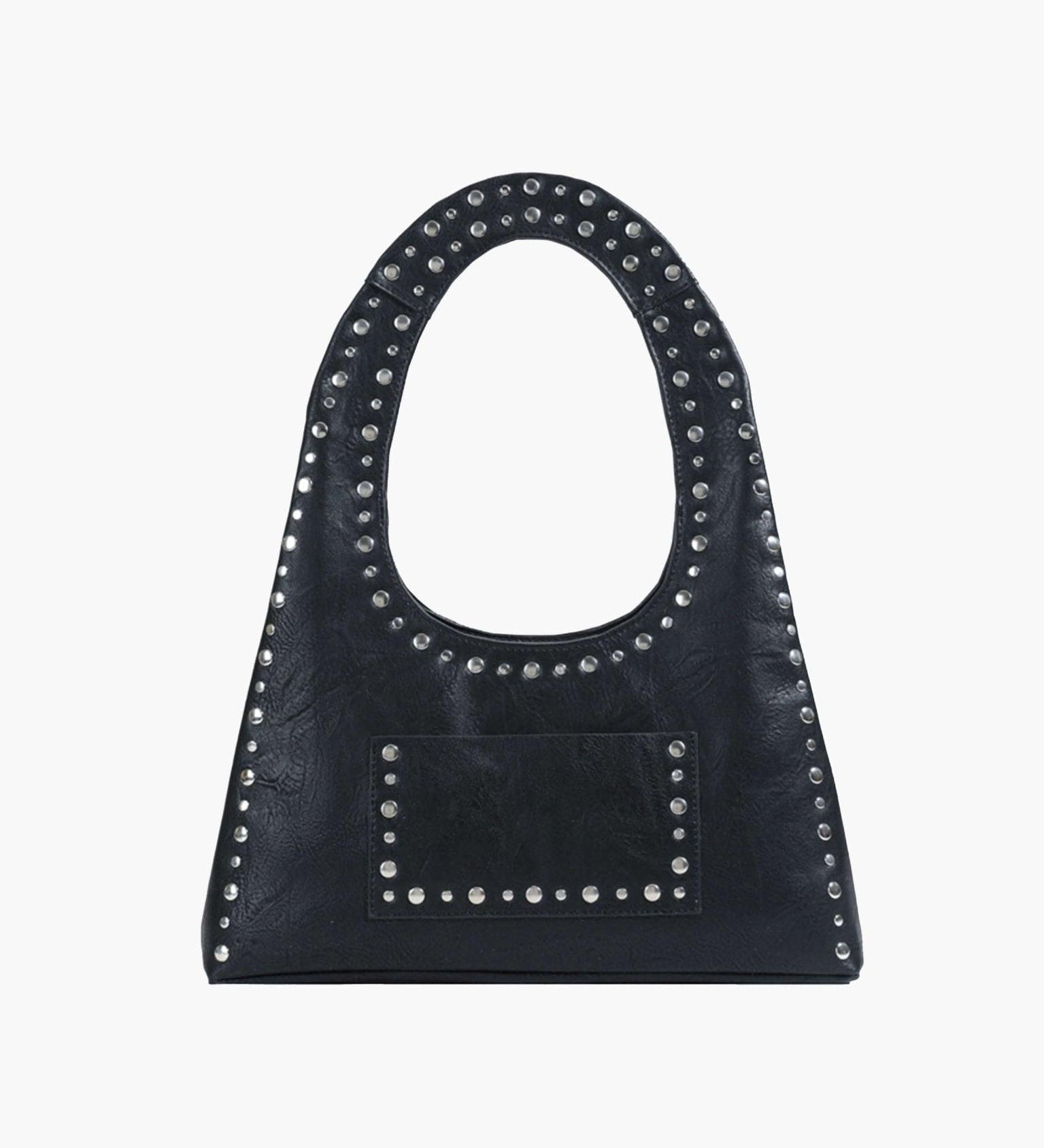 Studded Brown Shoulder Bag — Bold detail, timeless style