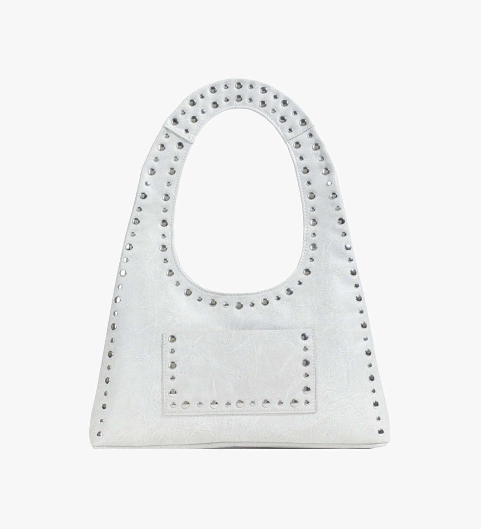 Studded Brown Shoulder Bag — Bold detail, timeless style