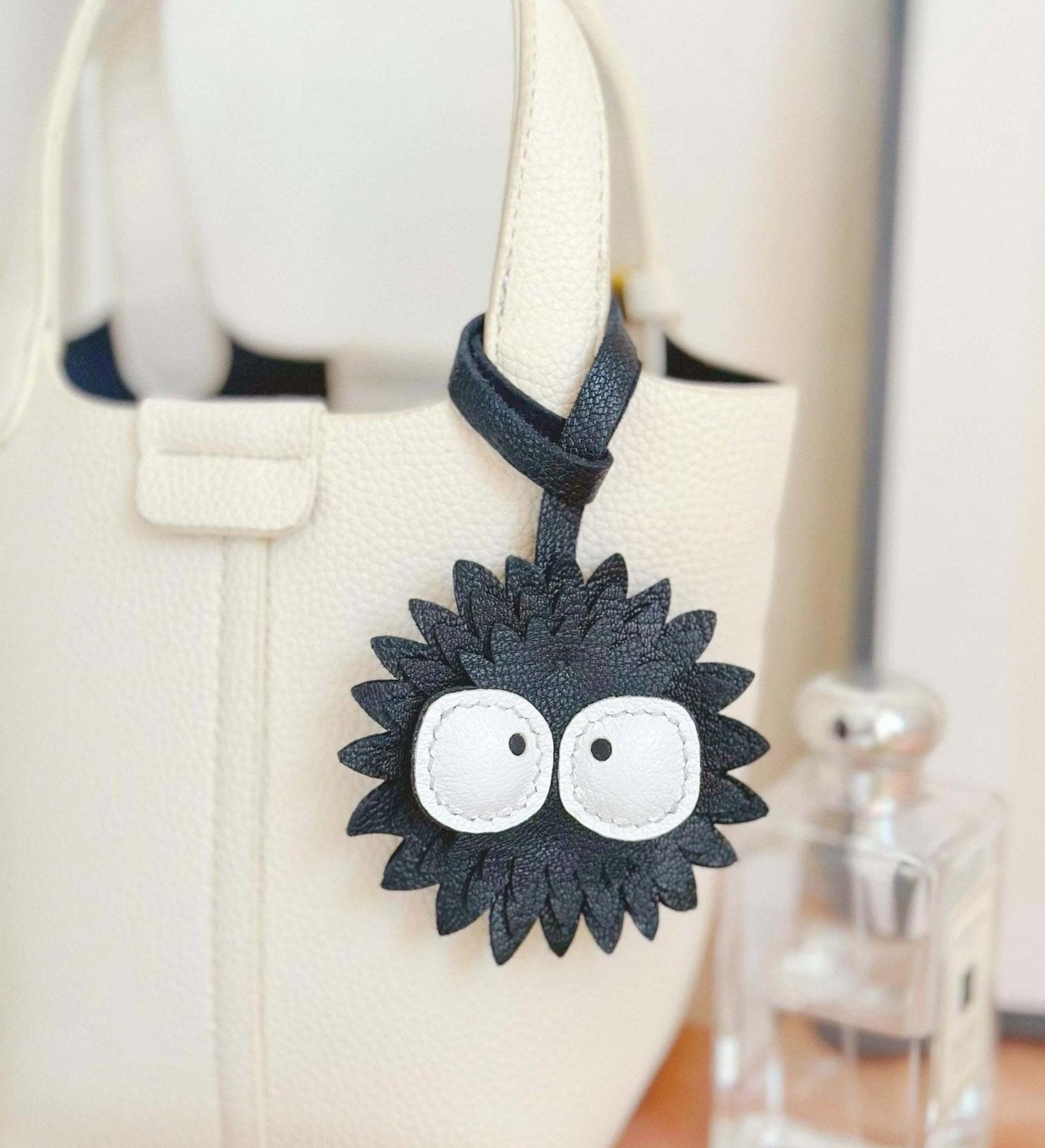 Thaloria Spiky Black Leather Bagcharm – Playful, Edgy & Unique