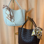 Woven Black Tote Bag — Timeless elegance with everyday functionality
