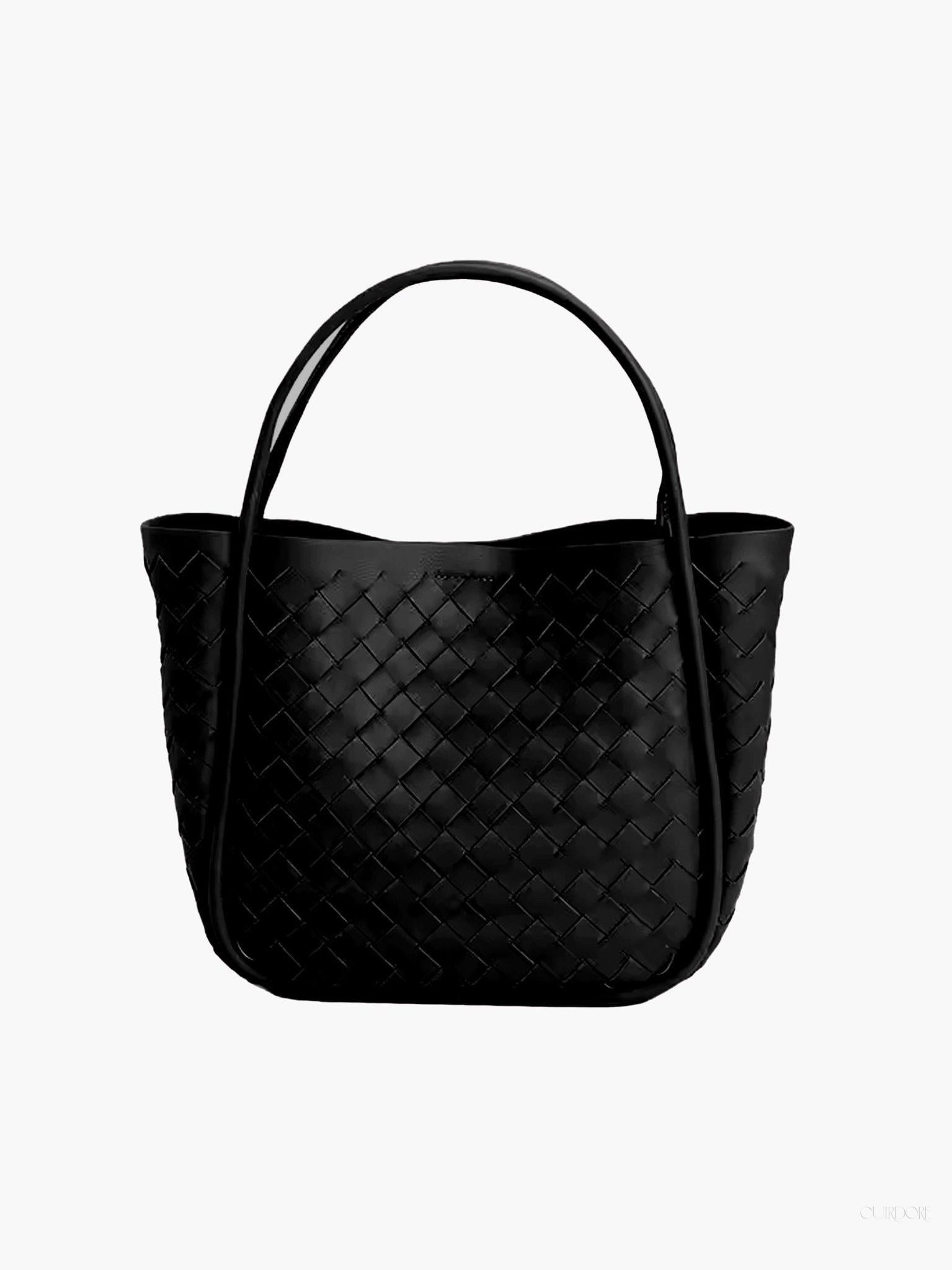 Woven Black Tote Bag — Timeless elegance with everyday functionality