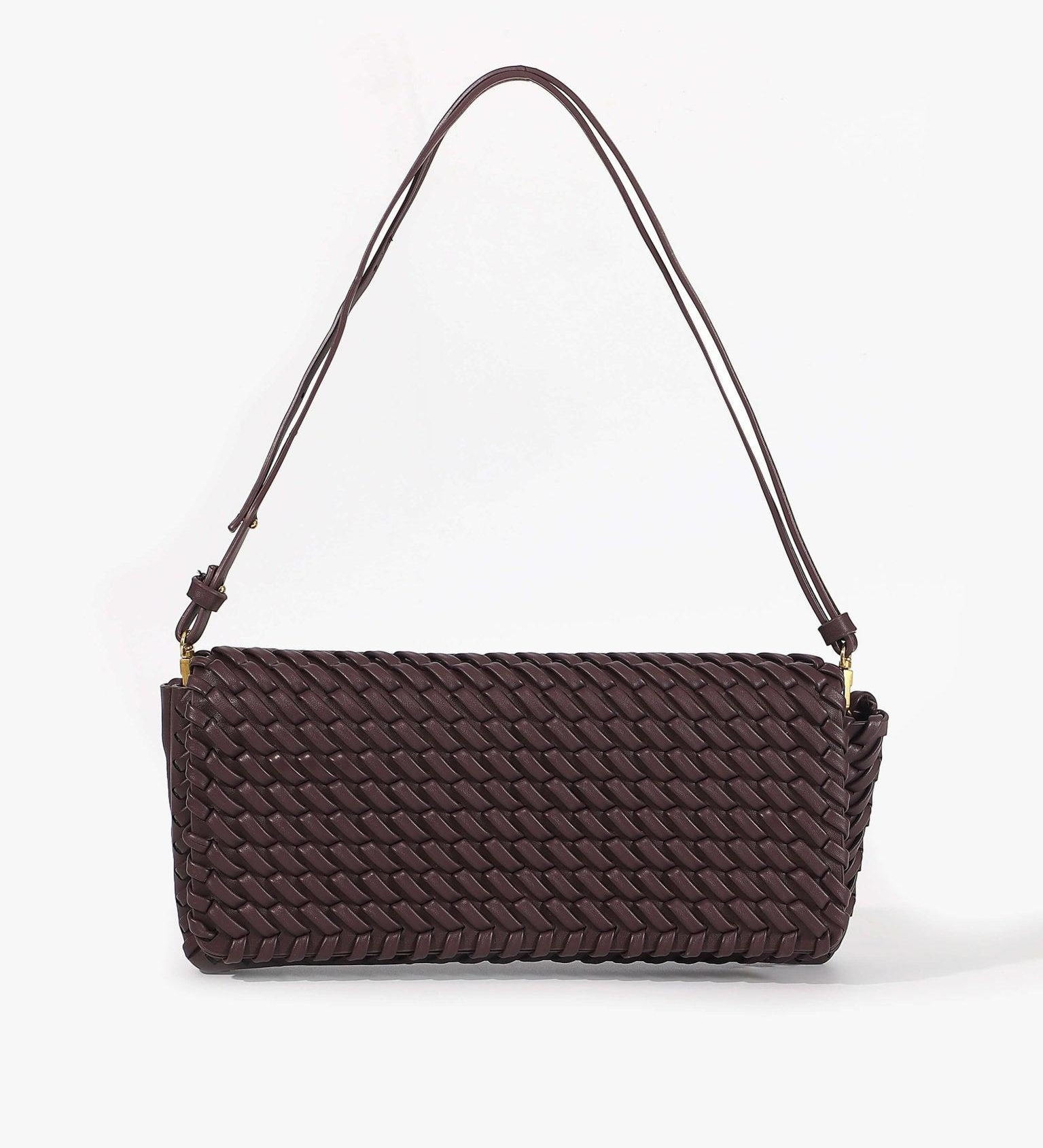 Woven Burgundy Shoulder Bag — Sleek, refined, and effortlessly chic