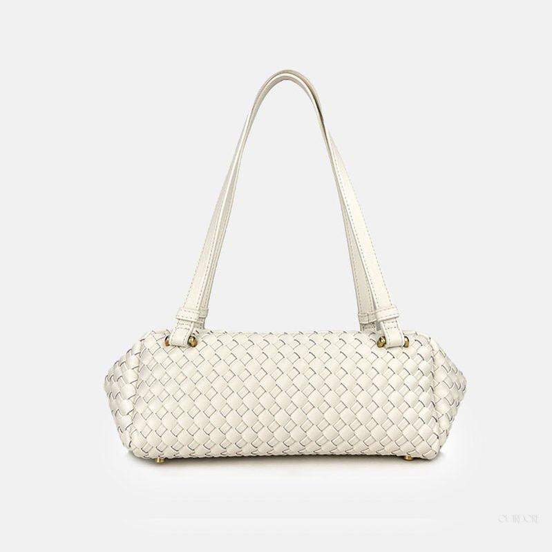 Woven Leather Baguette Shoulder Bag – Sleek Minimalist Everyday Handbag
