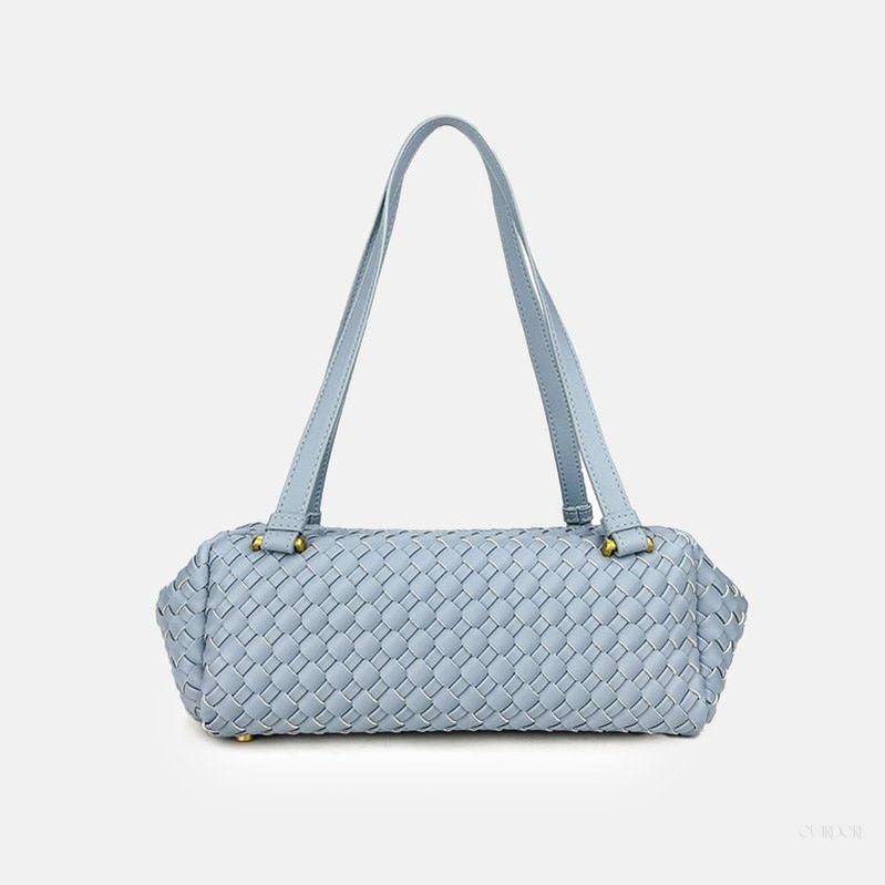 Woven Leather Baguette Shoulder Bag – Sleek Minimalist Everyday Handbag