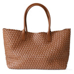 Woven Leather Tote Bag – Large Tan Handcrafted Shopper