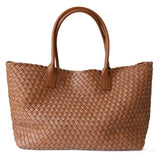 Woven Leather Tote Bag – Large Tan Handcrafted Shopper