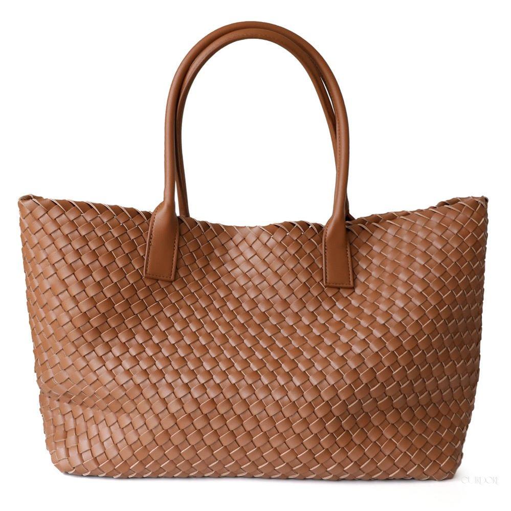 Woven Leather Tote Bag – Large Tan Handcrafted Shopper