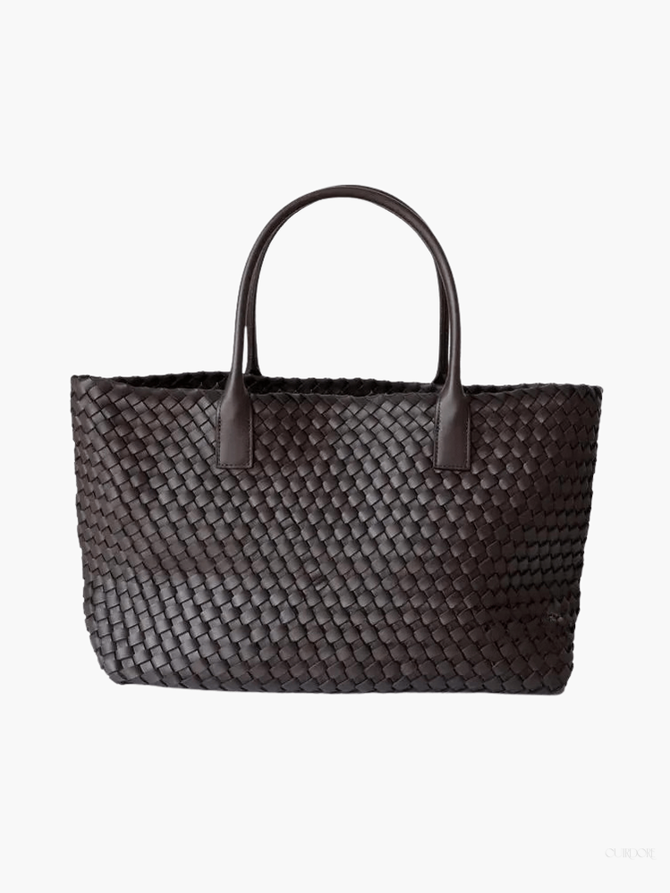 Woven Leather Tote Bag – Large Tan Handcrafted Shopper