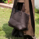 Woven Leather Tote Bag – Large Tan Handcrafted Shopper