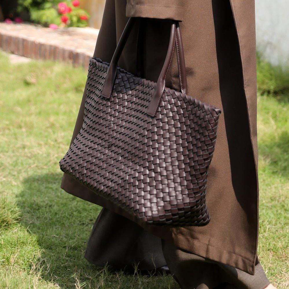 Woven Leather Tote Bag – Large Tan Handcrafted Shopper