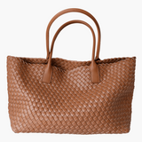 Woven Leather Tote Bag – Large Tan Handcrafted Shopper