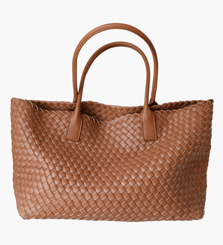 Woven Leather Tote Bag – Large Tan Handcrafted Shopper