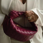 Woven Mini Leather Handbag – Chic Compact Knot-Handle Bag