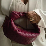 Woven Mini Leather Handbag – Chic Compact Knot-Handle Bag