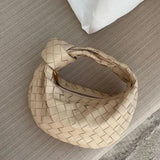 Woven Mini Leather Handbag – Chic Compact Knot-Handle Bag