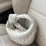 Woven Mini Leather Handbag – Chic Compact Knot-Handle Bag