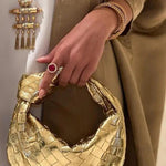Woven Mini Leather Handbag – Chic Compact Knot-Handle Bag
