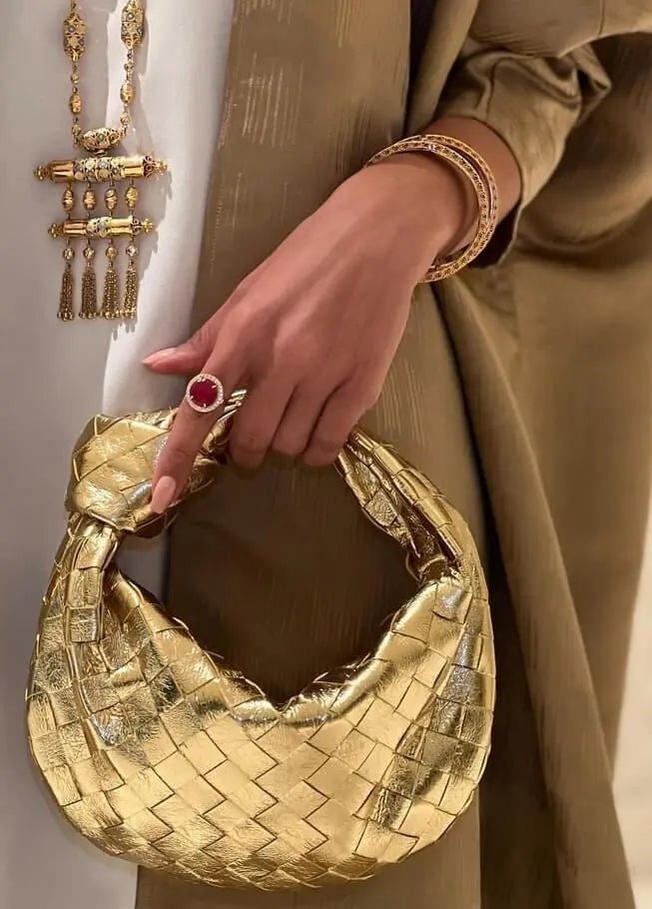 Woven Mini Leather Handbag – Chic Compact Knot-Handle Bag