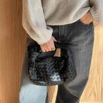 Woven Mini Leather Handbag – Chic Compact Knot-Handle Bag
