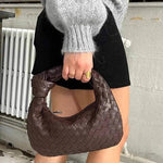 Woven Mini Leather Handbag – Chic Compact Knot-Handle Bag
