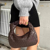 Woven Mini Leather Handbag – Chic Compact Knot-Handle Bag
