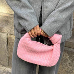 Woven Mini Leather Handbag – Chic Compact Knot-Handle Bag