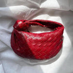 Woven Mini Leather Handbag – Chic Compact Knot-Handle Bag