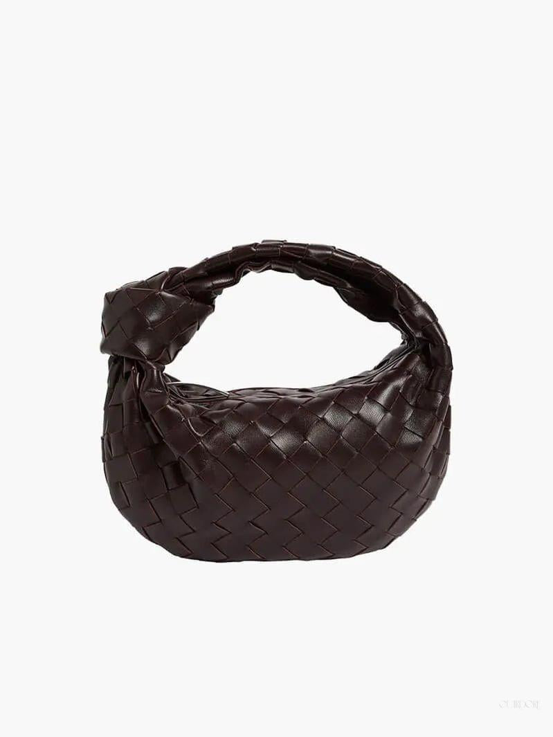 Woven Mini Leather Handbag – Chic Compact Knot-Handle Bag