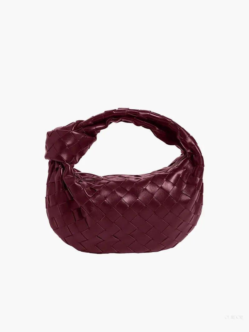 Woven Mini Leather Handbag – Chic Compact Knot-Handle Bag
